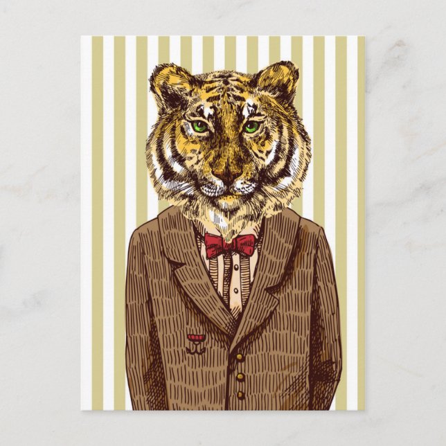 Tiger In Evening Wear Postcard (Front)