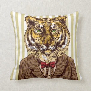 Tiger In Evening Wear Throw Pillow