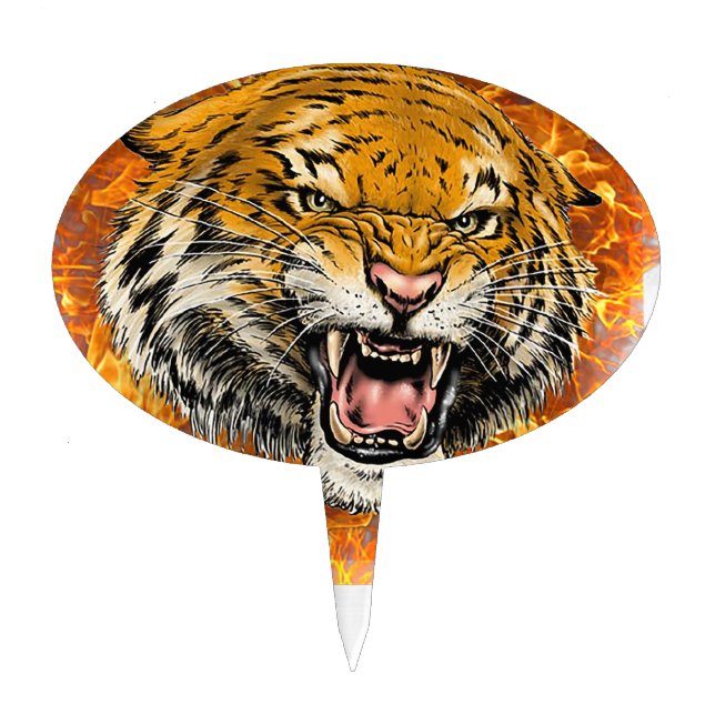 tiger in flame cake topper (Front)