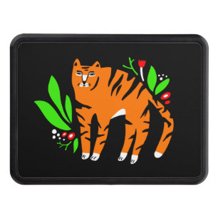Tiger in flowers hitch cover
