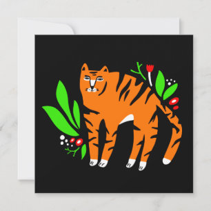 Tiger in flowers invitation