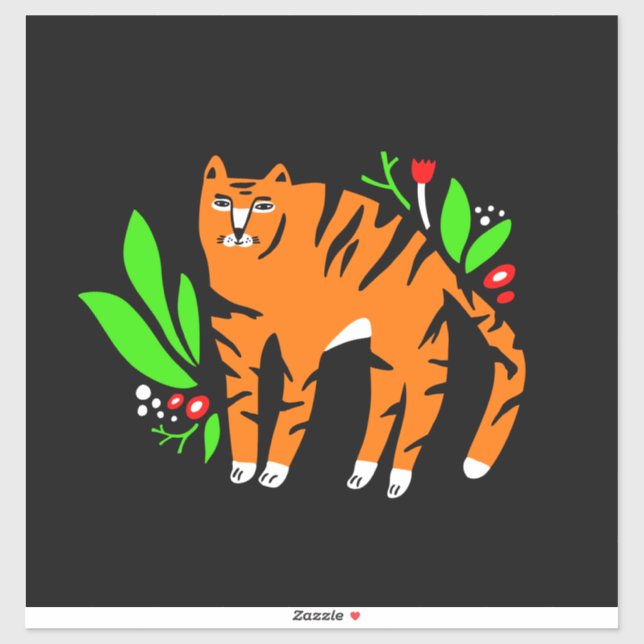 Tiger in flowers sticker (Sheet)