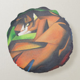 Tiger In Geometric Art Style Franz Marc Round Pillow