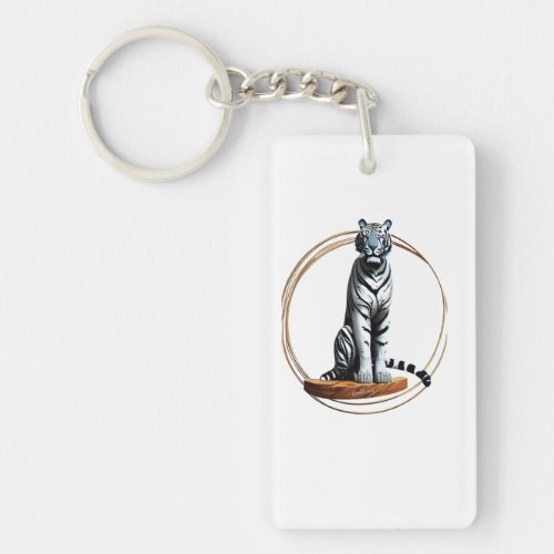 Tiger in gold circle  T_Shirt Keychain