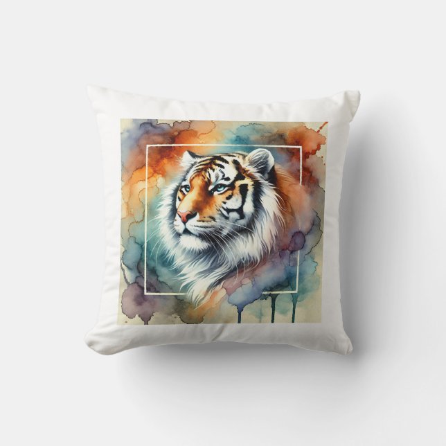 Tiger in Harmony with Nature 200824AREF136 - Water Throw Pillow (Front)