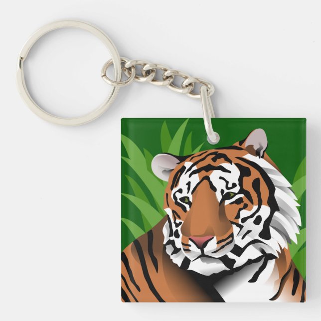 Tiger In Jungle Keychain (Front)