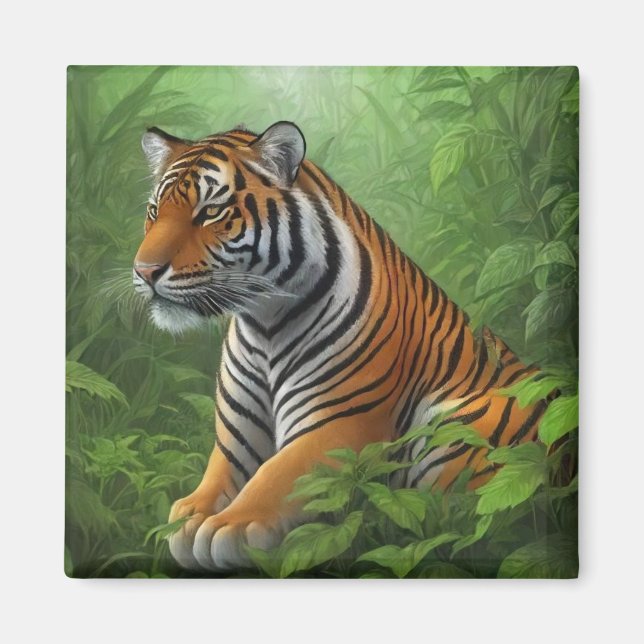 Tiger in jungle magnet (Front)