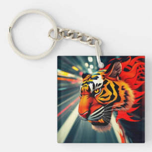 tiger in motion keychain