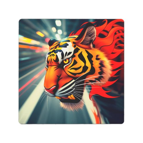 tiger in motion metal print