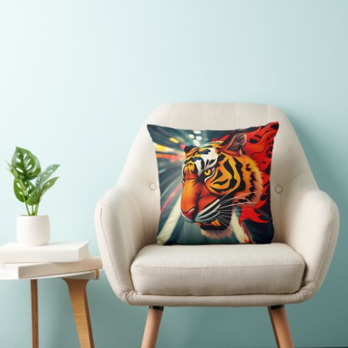 tiger in motion throw pillow