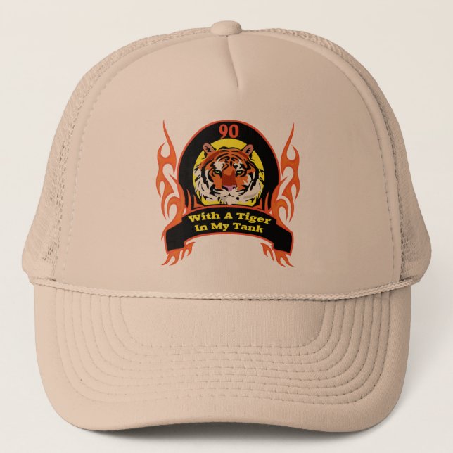Tiger In My Tank 90th Birthday Gifts Trucker Hat (Front)