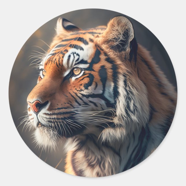 Tiger In Nature Classic Round Sticker  (Front)