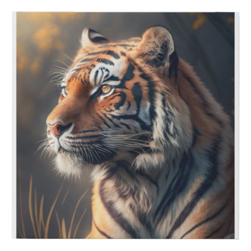 Tiger In Nature Faux Wrapped Canvas Print 10 x 10