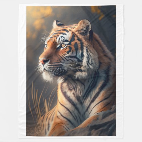 Tiger In Nature Fleece Blanket Large 
