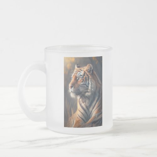 Tiger In Nature Frosted Glass Mug 10 oz  Frosted Glass Coffee Mug