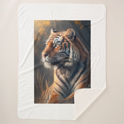 Tiger In Nature Large Sherpa Blanket 