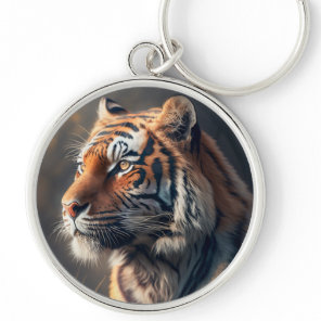 Tiger In Nature Round Keychain