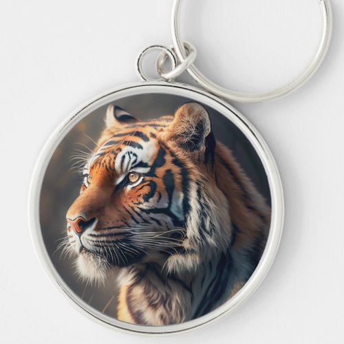 Tiger In Nature Round Keychain