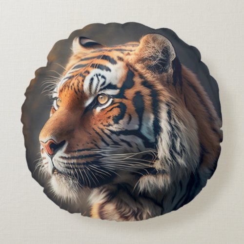 Tiger in nature Round Throw Pillow 16 