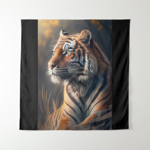 Tiger In Nature Square 57 x 57 Tapestry 