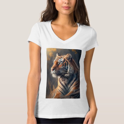Tiger In Nature Womens BellaCanvas Jersey V_Neck T_Shirt