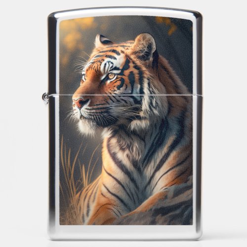 Tiger In Nature Zippo High Polish Chrome Pocket Li Zippo Lighter