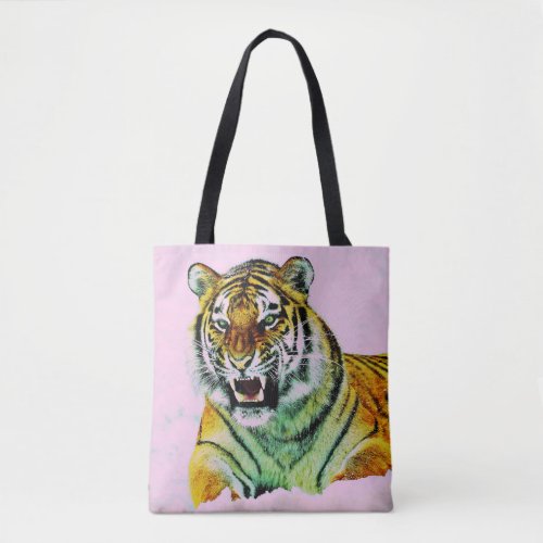 Tiger in Pink Tote Bag