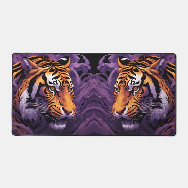 Tiger in purple desk mat (Front)