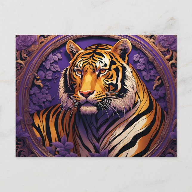 Tiger in purple postcard (Front)