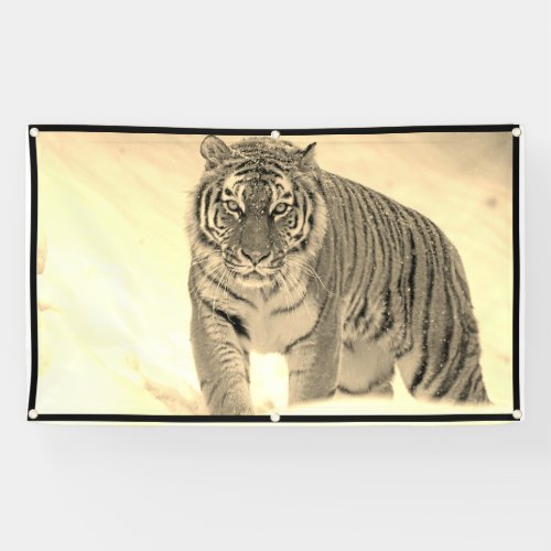 TIGER IN SNOW Banner WITH GROMMETS