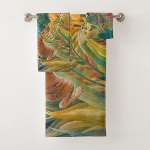 Tiger in Storm Tropical Forest Exotic Jungle Bath Towel Set