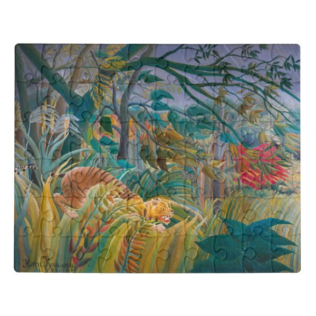 Tiger in Storm Tropical Forest Exotic Jungle Jigsaw Puzzle (Puzzle Horizontal)