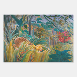 Tiger in Storm Tropical Forest Exotic Jungle Wrapping Paper Sheets