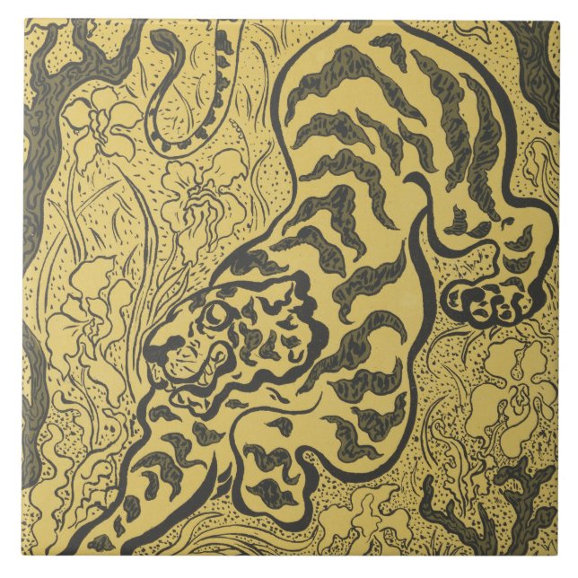 Tiger in the Jungle (Wild Animal) (by Paul Ranson) Ceramic Tile (Front)