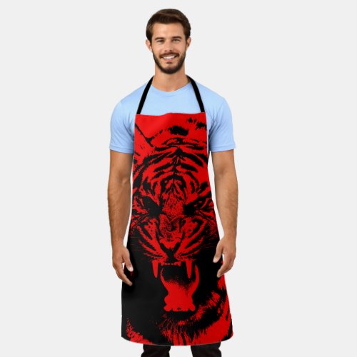 Tiger in the kitchen vector red and black apron