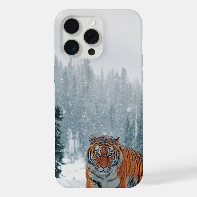 tiger in the snow iphone case (Back)