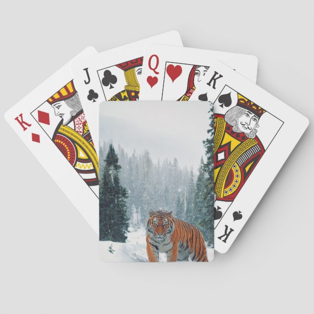 tiger in the snow poker cards (Back)