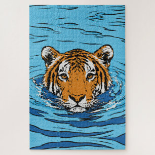 Tiger in the Water – Pop Art Wildlife Portrait Jigsaw Puzzle