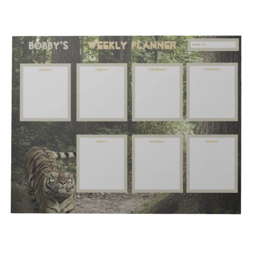 Tiger in the Woods Weekly Planner Notepad