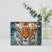 Tiger in Water Photograph I Love You Postcard (Standing Front)