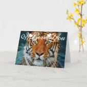 Tiger in Water Photograph Image I Love You Card (Yellow Flower)