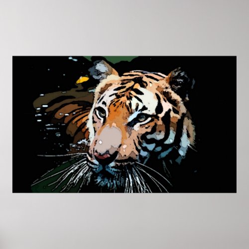 Tiger in Water Poster