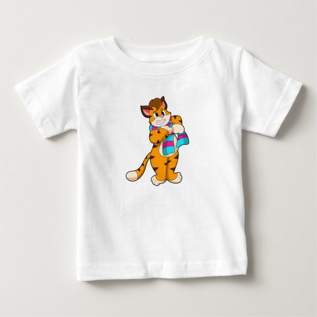 Tiger in Winter with Scarf Baby T-Shirt (Front)