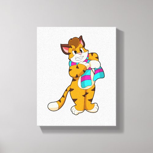Tiger in Winter with Scarf Canvas Print