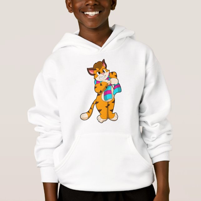 Tiger in Winter with Scarf Hoodie (Front)