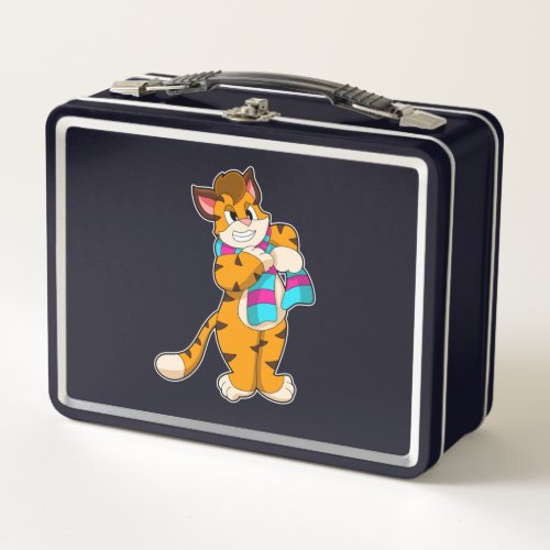 Tiger in Winter with Scarf Metal Lunch Box