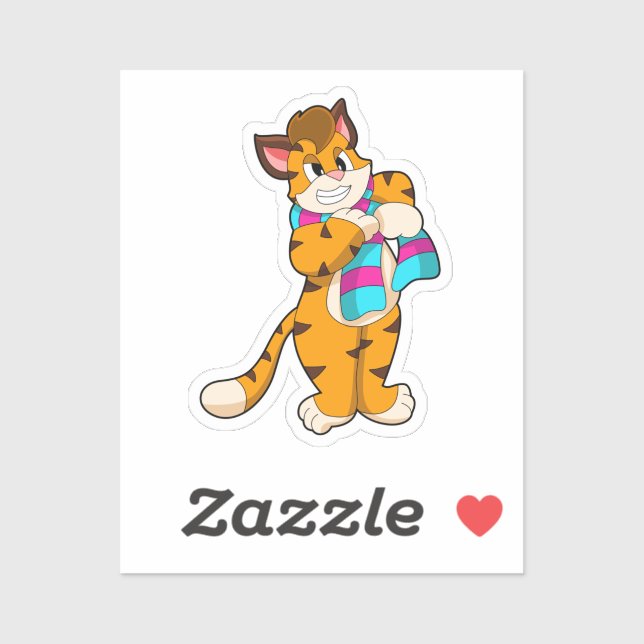 Tiger in Winter with Scarf Sticker (Sheet)