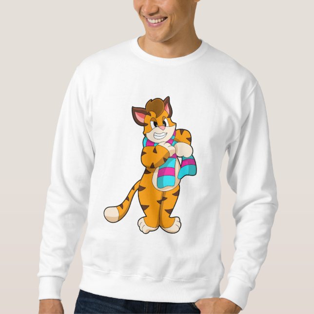 Tiger in Winter with Scarf Sweatshirt (Front)