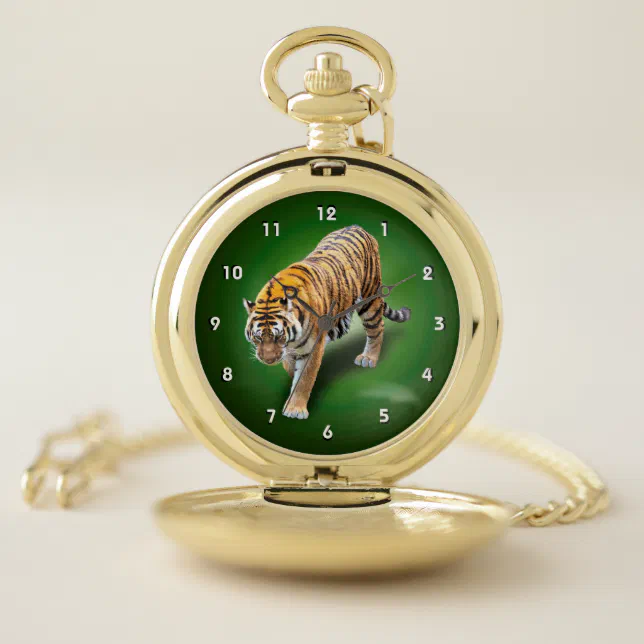TIGER IN YOUR DIRECTION POCKET WATCH | Zazzle display picture 1