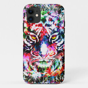 Tiger iPhone 11 Case Colorful Abstract Art